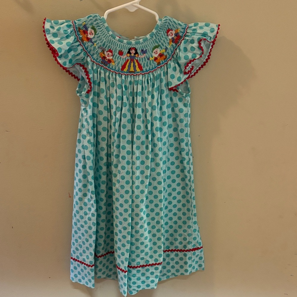 Snow White Polka Dot Kids Dress - Aqua